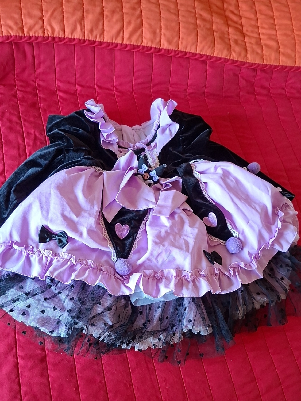 Lavender & Black Jester-Style Kids Costume Dress